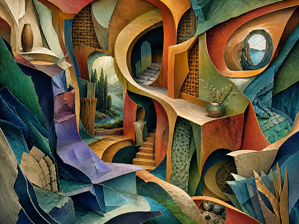 Paper Painted Labyrinth, an illustrated abstract worlds jigsaw puzzle scene