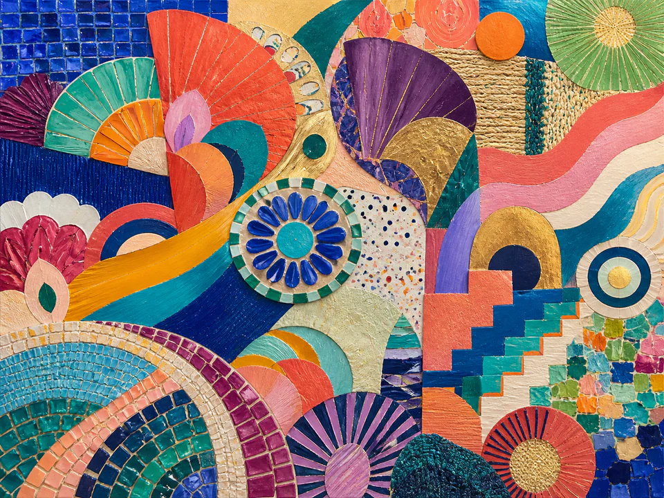Mosaic Shape Festival, an illustrated abstract worlds jigsaw puzzle scene