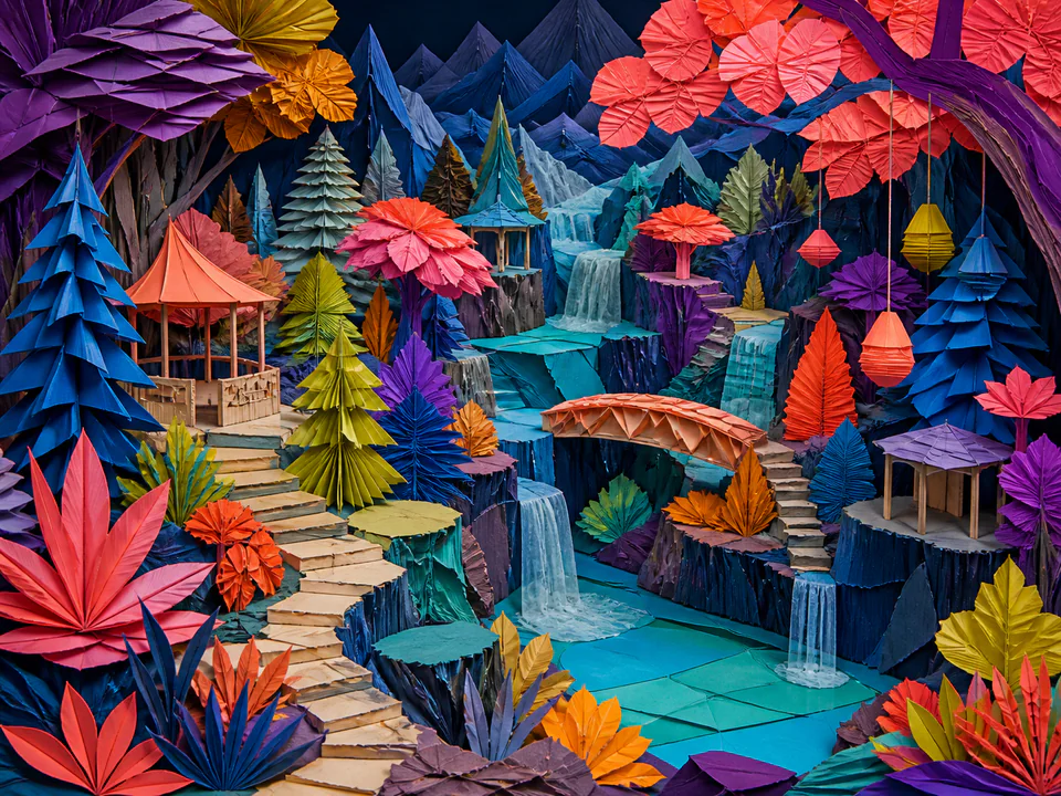 Botanical Paper Forest, an illustrated abstract worlds jigsaw puzzle scene