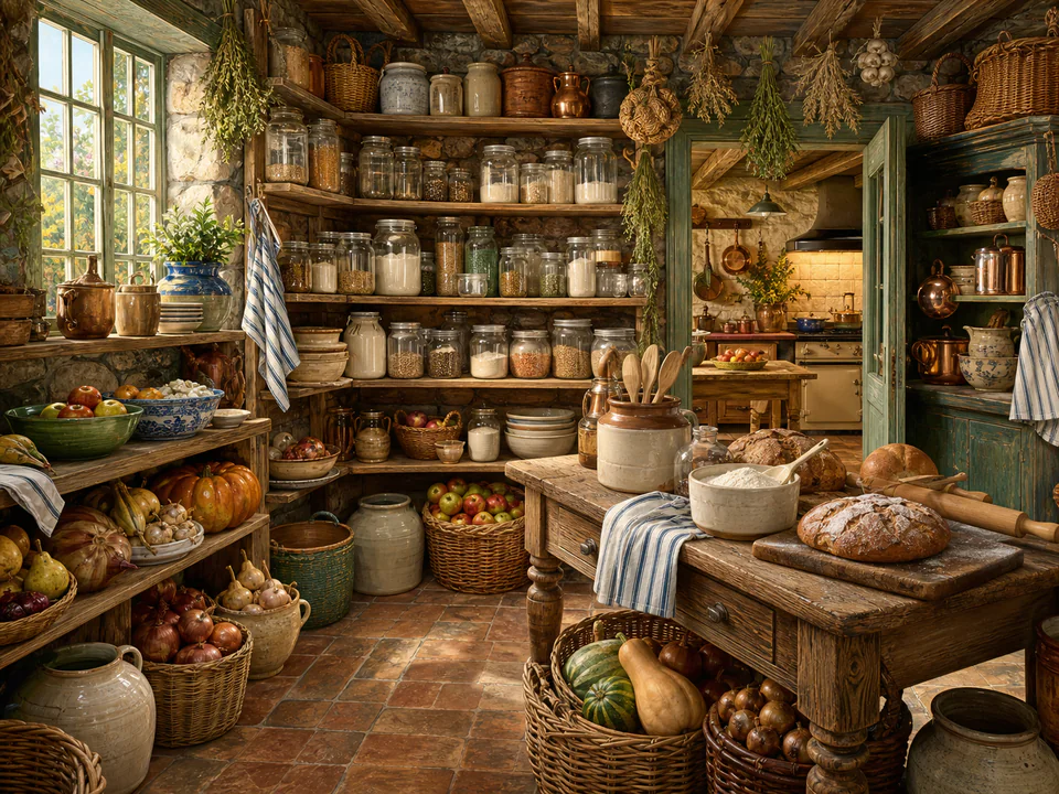 Cinnamon Farmhouse Pantry, an illustrated cafés & kitchens jigsaw puzzle scene