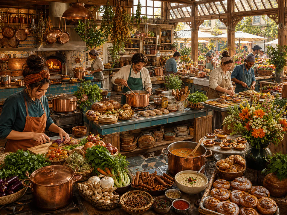 Cinnamon Market Kitchen, an illustrated cafés & kitchens jigsaw puzzle scene