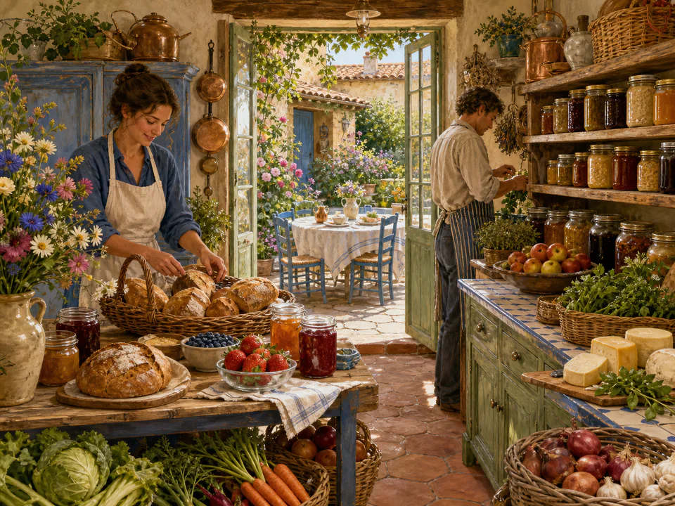 Morning Farmhouse Pantry, an illustrated cafés & kitchens jigsaw puzzle scene