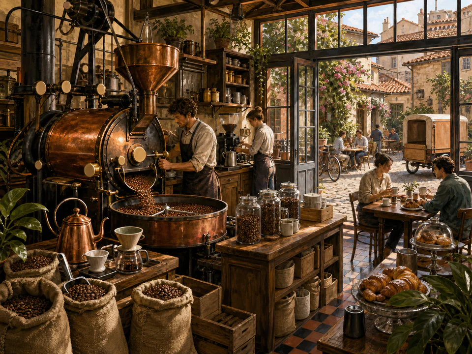 Morning Coffee Roastery, an illustrated cafés & kitchens jigsaw puzzle scene