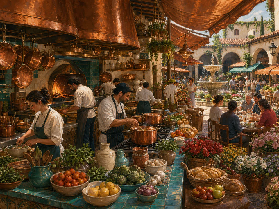 Copper Market Kitchen, an illustrated cafés & kitchens jigsaw puzzle scene