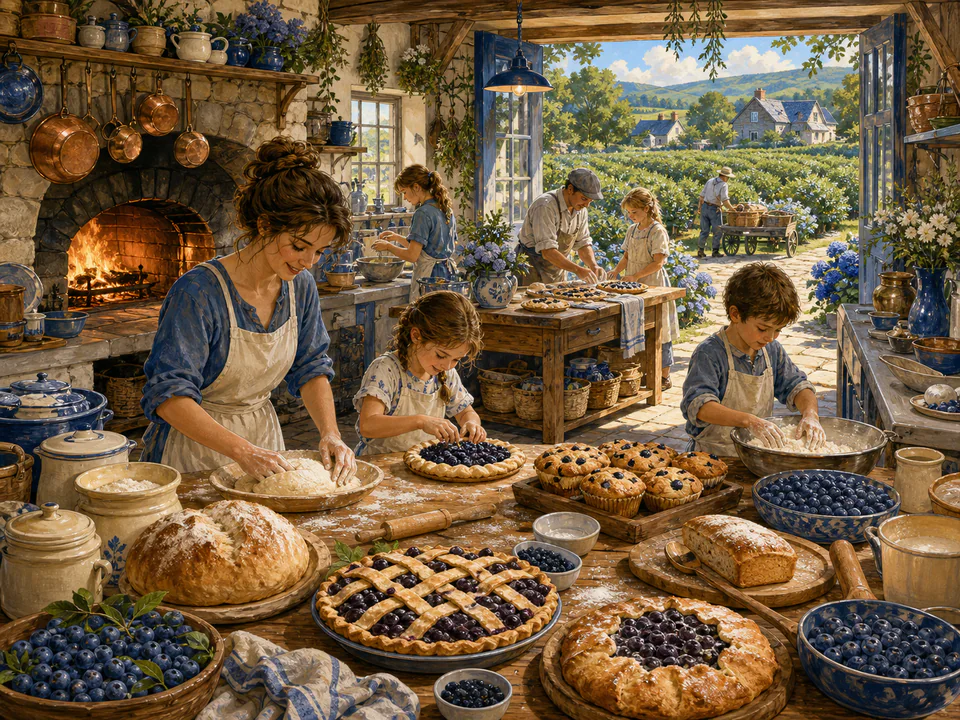 Blueberry Bakers Kitchen, an illustrated cafés & kitchens jigsaw puzzle scene