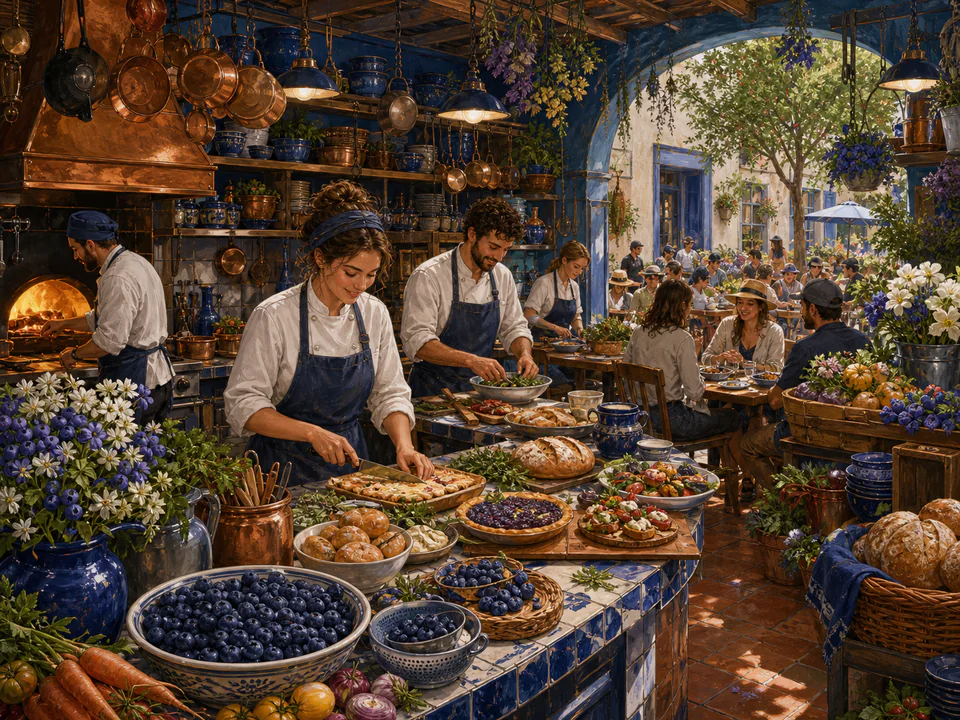 Blueberry Market Kitchen, an illustrated cafés & kitchens jigsaw puzzle scene