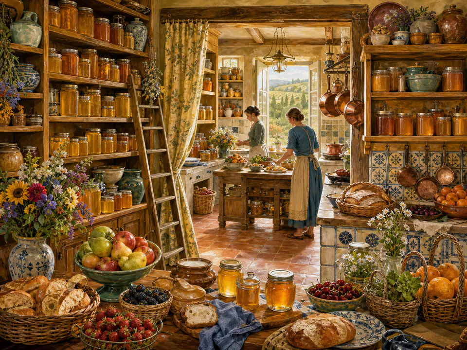 Honey Farmhouse Pantry, an illustrated cafés & kitchens jigsaw puzzle scene