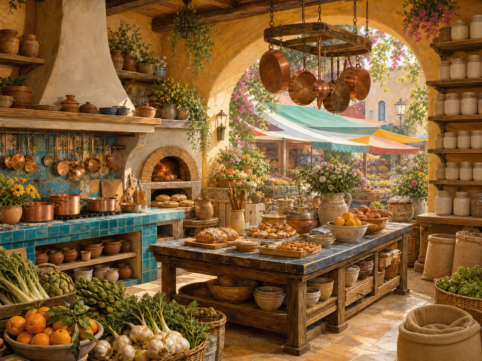 Honey Market Kitchen, an illustrated cafés & kitchens jigsaw puzzle scene