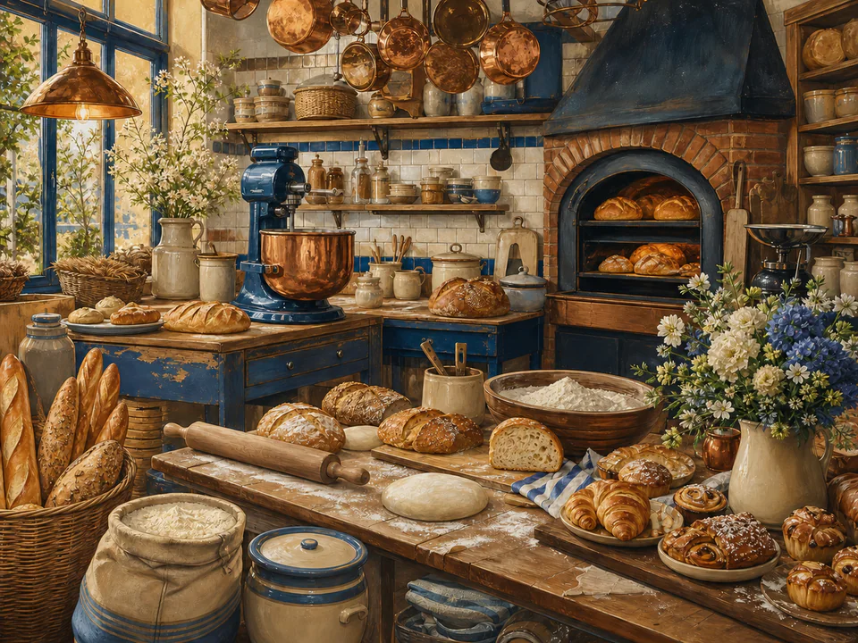 Bistro Bakers Kitchen, an illustrated cafés & kitchens jigsaw puzzle scene