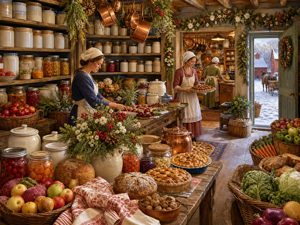 Festive Farmhouse Pantry, an illustrated cafés & kitchens jigsaw puzzle scene