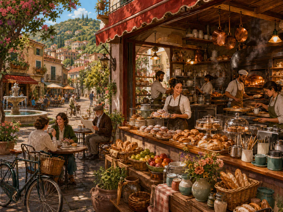 Garden Corner Café, an illustrated cafés & kitchens jigsaw puzzle scene