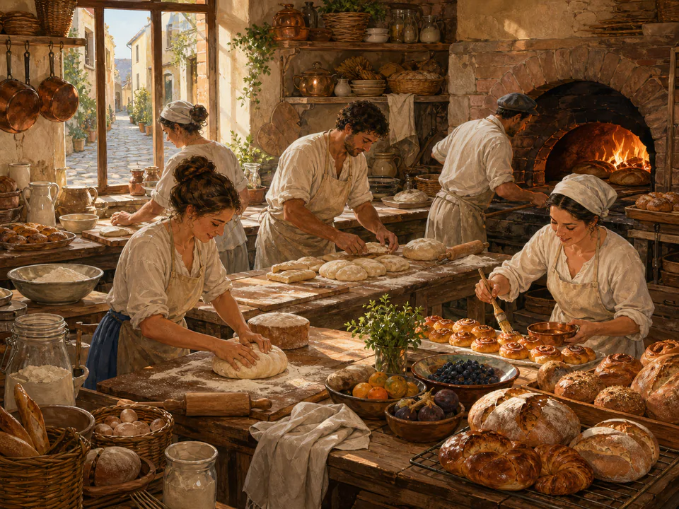 Garden Bakers Kitchen, an illustrated cafés & kitchens jigsaw puzzle scene