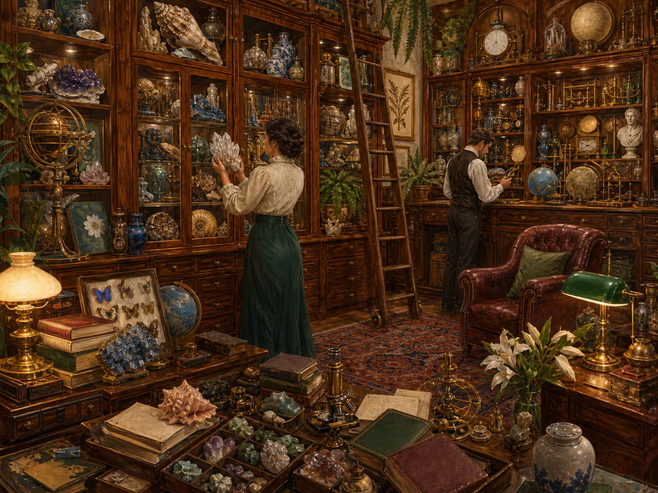 Grand Collectors Cabinet, an illustrated libraries & interiors jigsaw puzzle scene