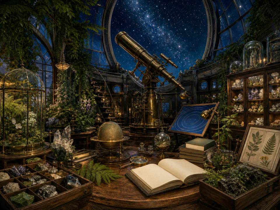 Botanical Observatory, an illustrated libraries & interiors jigsaw puzzle scene