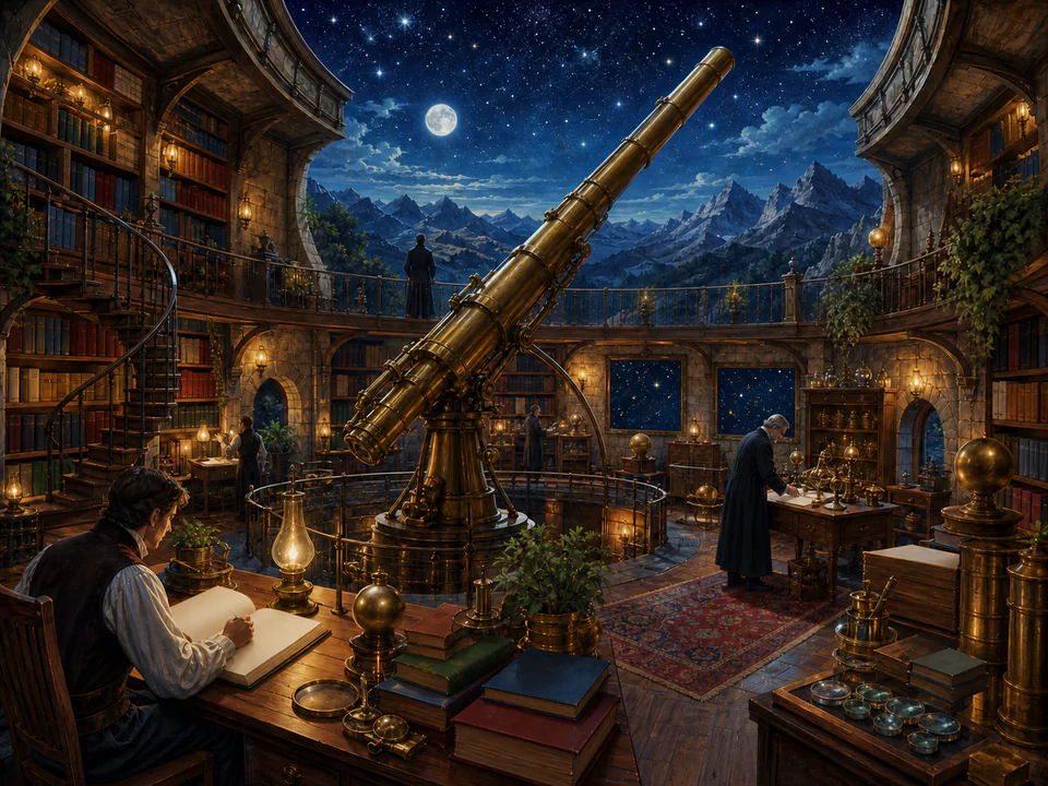 Scholars Observatory, an illustrated libraries & interiors jigsaw puzzle scene