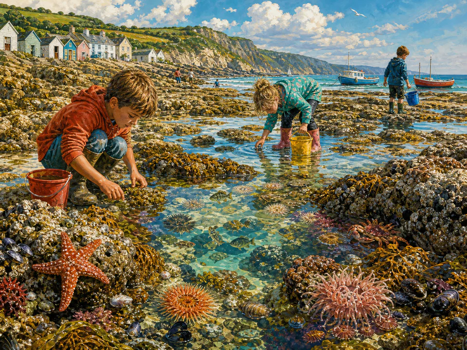 Coral Rock Pool, an illustrated seaside scenes jigsaw puzzle scene