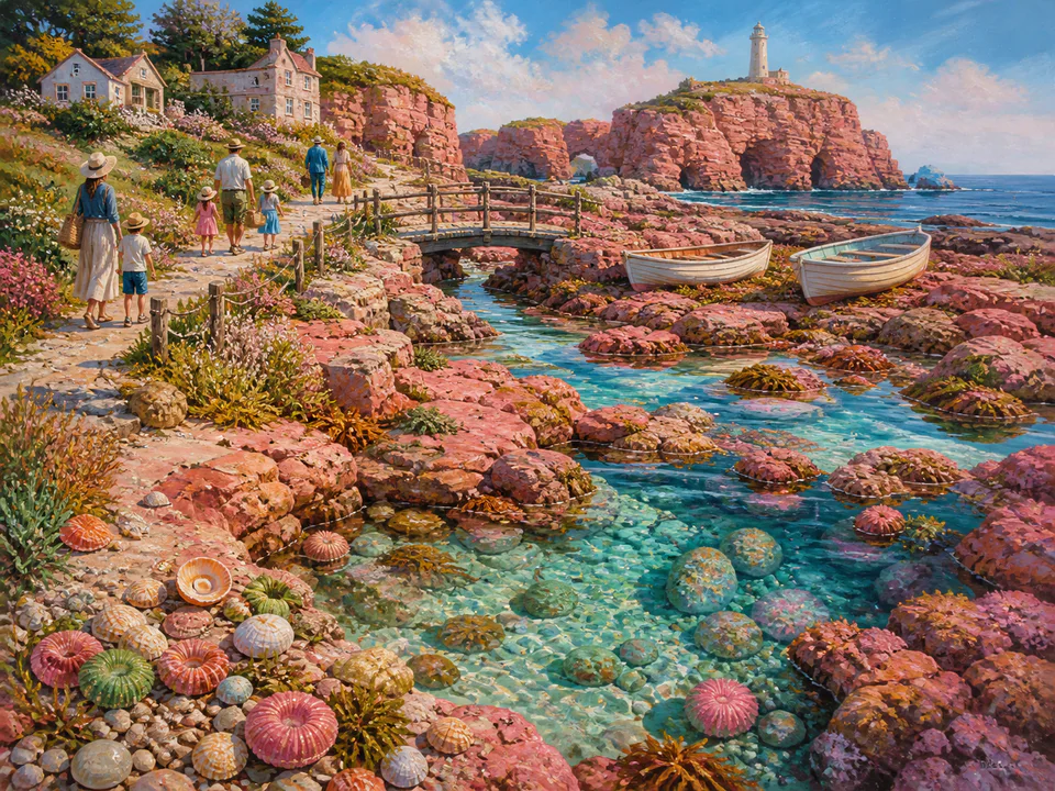 Shell Rock Pool, an illustrated seaside scenes jigsaw puzzle scene