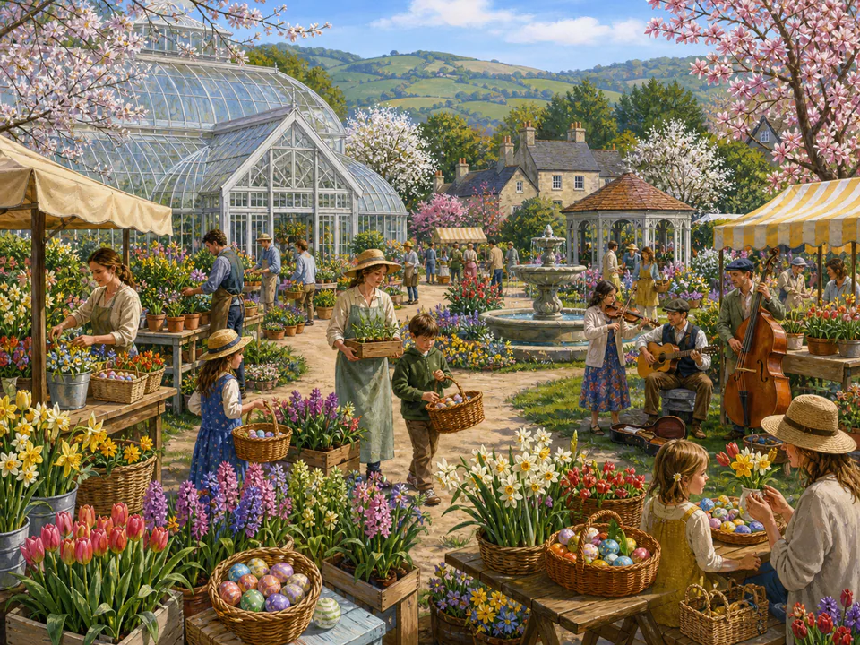 Halloween Flower Fair, an illustrated seasonal celebrations jigsaw puzzle scene
